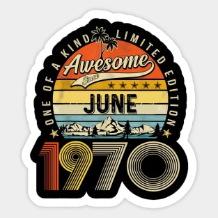 Awesome Since June 1970 Vintage 53rd Birthday Sticker